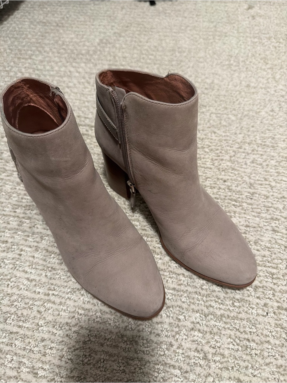 Louise et Cie Taupe Suede Ankle Booties with Side Zip